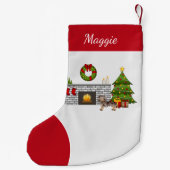 ブラウン&タンDappleショートヘアダックスシャンドクリスマス スモールクリスマスストッキング (裏面)