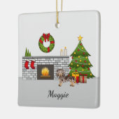 ブラウン&タンDappleショートヘアダックスシャンドクリスマス セラミックオーナメント (左)