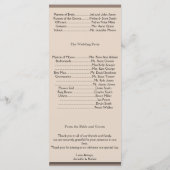 ブラウン&ターコイズバンドスターフィッシュ結婚式 プログラム (裏面)