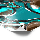 ブラウン、ターコイズ、黒大理石軌道 フォトプリント            (角)