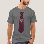 ブラウン・タータン・ネクタイTシャツ+バッジ Tシャツ (正面)