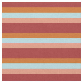 ブラウン、チョコレート、パウダーブルー&ダークサーモンライン ファブリック