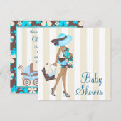 ブラウン ティール ブルー ベイビー シャワーの招待状 招待状 (正面/裏面)