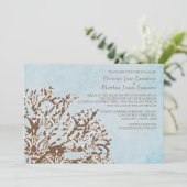 ブラウン·ティール（緑がかった色）サンゴビーチ結婚式招待状 招待状 (スタンド正面)