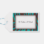 ブラウン&ティール(緑がかった色)ゼブラパターンありがとうありがとう ギフトタグ (裏面横)