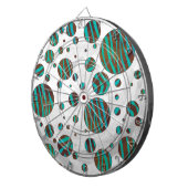 ブラウン&ティール(緑がかった色)水玉模様ゼブラ ダーツボード (正面右)