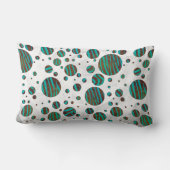 ブラウン&ティール(緑がかった色)水玉模様ゼブラ ランバークッション (裏面)