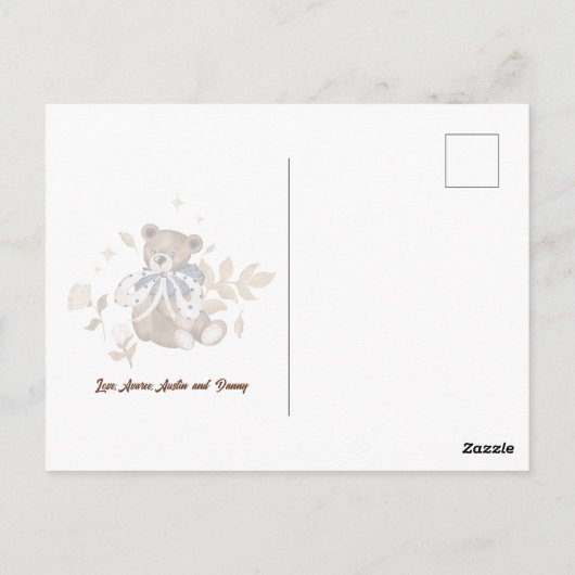 ブラウン テディベア おめでとう！ありがとう ポストカード (裏面)