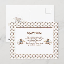 ブラウン テディベア お坊ちゃま誕生！感謝のポストカード ポストカード