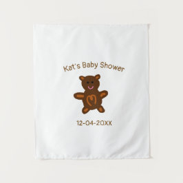 ブラウン テディベア ベビーシャワー 名前 日付 エレガント タペストリー