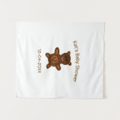 ブラウン テディベア ベビーシャワー 名前 日付 エレガント タペストリー (正面(横))