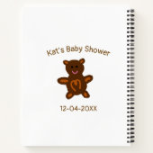 ブラウン テディベア ベビーシャワー 名前 日付 エレガント ノートブック (裏面)