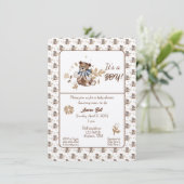 ブラウン テディベア 男の子誕生！シャワー 招待状 (スタンド正面)