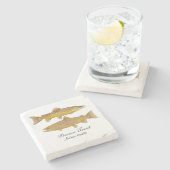 ブラウン・トラウトの大理石のコースター ストーンコースター (横)