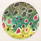 ブラウン・トラウトの魚釣り ラウンドペーパーコースター (正面)