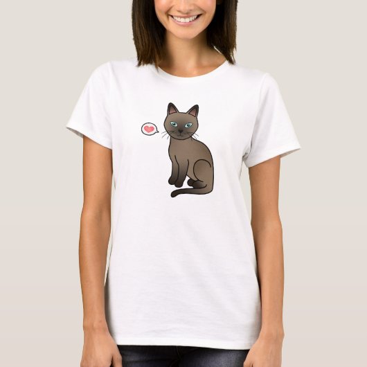 ブラウン・トンキニーズ・キャット・ラブ Tシャツ (正面)