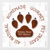 ブラウン ドッグ パウ with ペット ビジネス ネーム ウーフ アート ウィンドウサイン (シート)