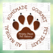 ブラウン ドッグ パウ with ペット ビジネス ネーム ウーフ アート ウィンドウサイン (シート3)