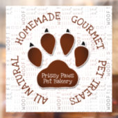 ブラウン ドッグ パウ with ペット ビジネス ネーム ウーフ アート ウィンドウサイン (シート2)