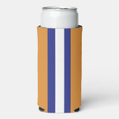 ブラウン、ネイビーブルー、ホワイトのストライプ スリム缶クーラー (Seltzer正面)