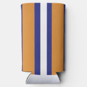 ブラウン、ネイビーブルー、ホワイトのストライプ スリム缶クーラー (裏面)