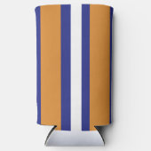 ブラウン、ネイビーブルー、ホワイトのストライプ スリム缶クーラー (正面)