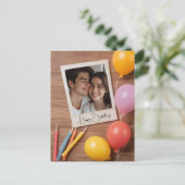 ブラウン ハッピーバースデー オーダーメイド ポロライド ポストカード (スタンド正面)