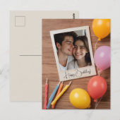 ブラウン ハッピーバースデー オーダーメイド ポロライド ポストカード (正面/裏面)