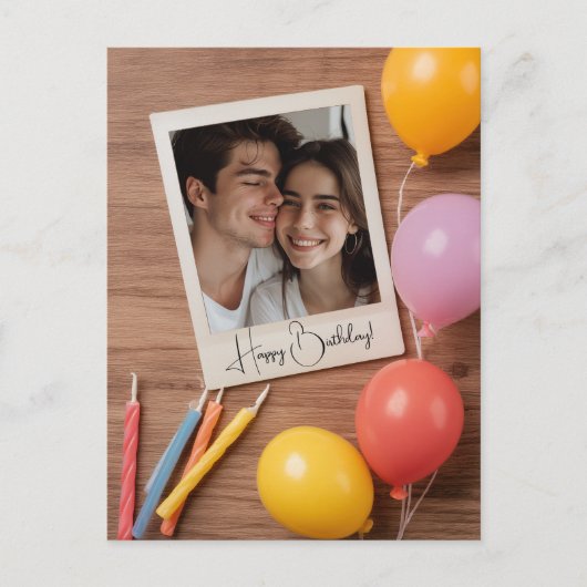 ブラウン ハッピーバースデー オーダーメイド ポロライド ポストカード (正面)
