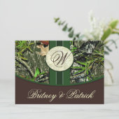 ブラウン&ハンターグリーン迷彩柄結婚式招待状 招待状 (スタンド正面)