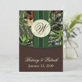 ブラウン&ハンターグリーン迷彩柄結婚式招待状 招待状 (スタンド正面)