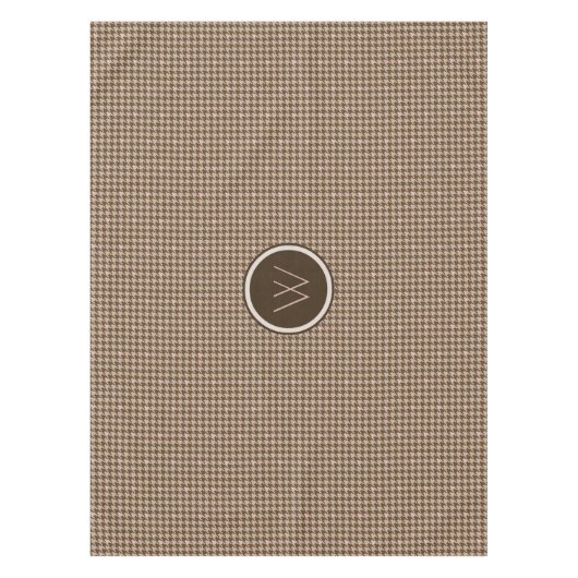 ブラウン(バラ金ゴールドアクセント千鳥格子のテーブルクロス) テーブルクロス (正面)