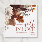 ブラウン バーガンディー 秋の恋 花のブライダルシャワー フェイバータグ (正面)