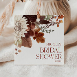 ブラウン バーガンディー 秋の恋 花のブライダルシャワー フェイバータグ