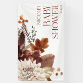 ブラウン バーガンディ ベイビー イン ブルーム フラワーベイビーシャワー 横断幕 (縦)