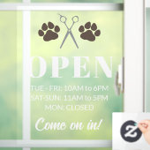 ブラウン パウズ シザーズ オープン アワーズ ドッグ グルーミング ウィンドウサイン (ホーム)