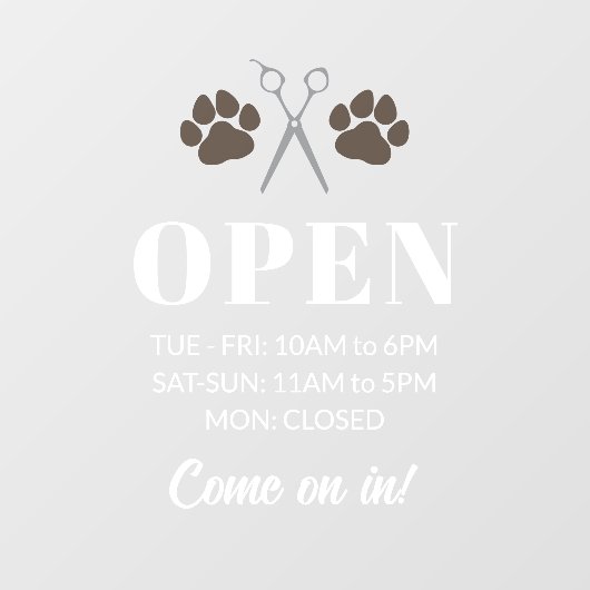 ブラウン・パーズ・シザーズ オープンアワーズ ドッグ・グルーミング ウィンドウサイン (シート)