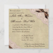 ブラウン&ピンクレースヴィンテージウェディング招待状 招待状 (正面)