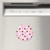 ブラウン&ピンク水玉模様 マグネット (インサイチュ (食洗機))