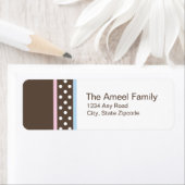 ブラウン、ピンク、ブルーの差出人住所ラベル ラベル (インサイチュ)