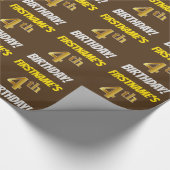 ブラウン/フェイク模造金ゴールド、「4th BIRTHDAY」 ラッピングペーパー (角)