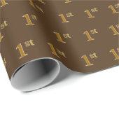 ブラウン、フェイク金ゴールド1番目（最初）のイベント ラッピングペーパー (ロールコーナー)