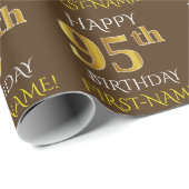 ブラウン、フェイク金ゴールド「HAPPY 95誕生日」 ラッピングペーパー (ロールコーナー)