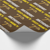 ブラウン、フェイク/模造金ゴールド、「7誕生日」 ラッピングペーパー (角)