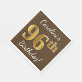 ブラウン、フォックスゴールド 96歳の誕生日 + オーダーメイドネーム スタンダードランチョンナプキン (角)