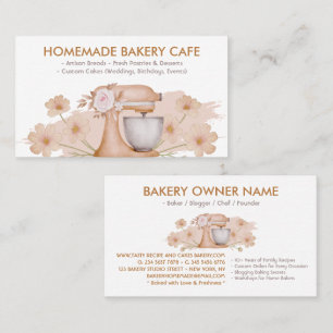 ブラウン フラワー柄 キッチン用品・調理器具  Bakery 名刺