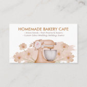 ブラウン フラワー柄 キッチン用品・調理器具 Bakery 名刺 (正面)