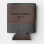 ブラウン&ブラックステッチヴィンテージレザー 缶クーラー (正面)