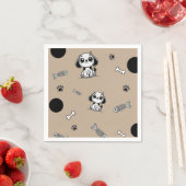 ブラウン&ブラックフィッシュボーンズ子犬の誕生日パーティー スタンダードカクテルナプキン (インサイチュ)