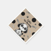 ブラウン&ブラックフィッシュボーンズ子犬の誕生日パーティー スタンダードカクテルナプキン (角)